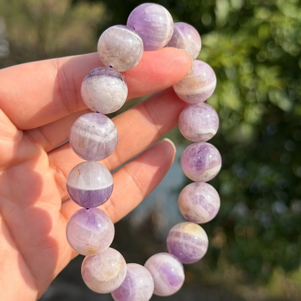 15mm chunky‎ stretchable purple dream amethyst bracelet 1166